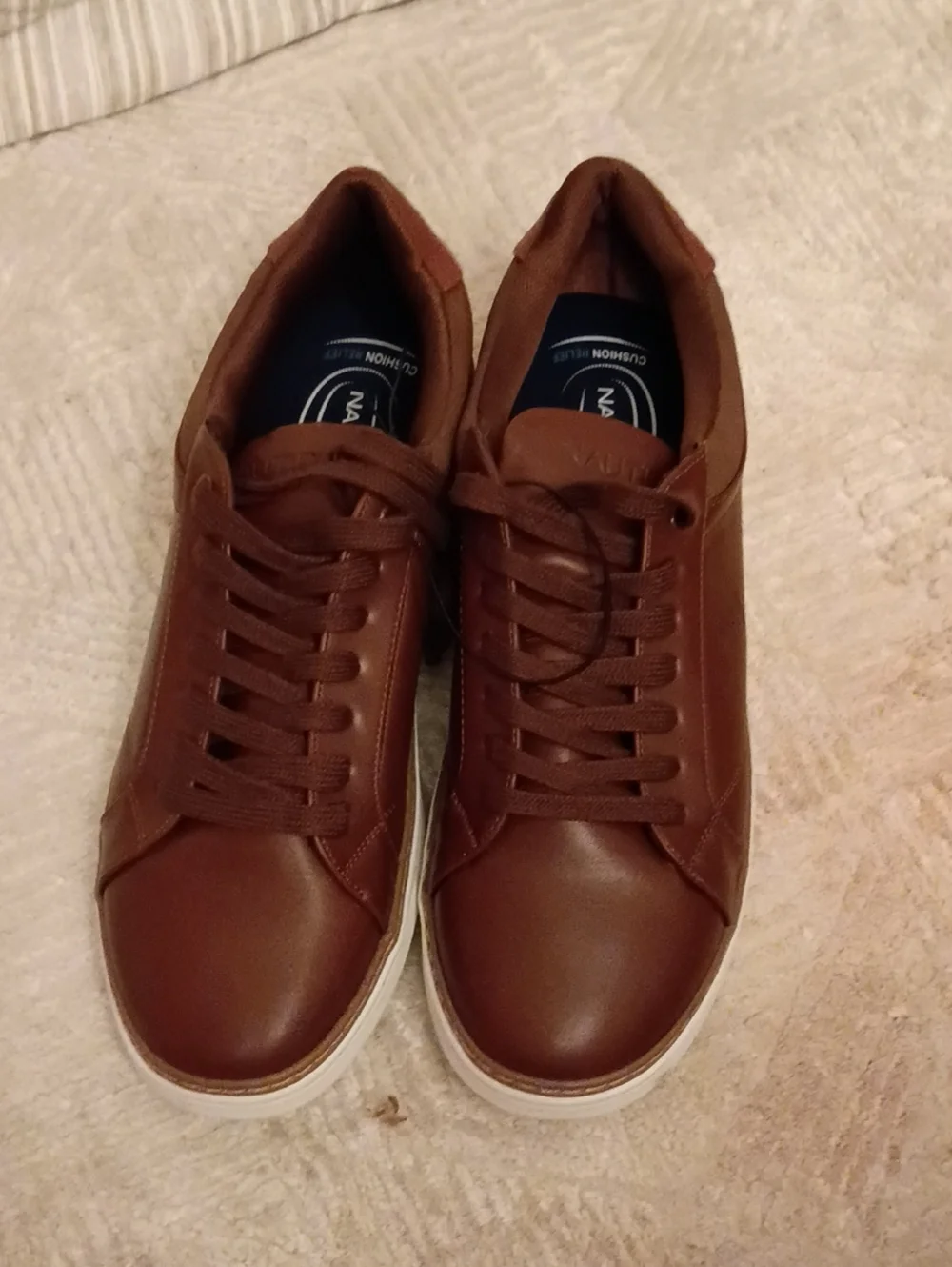 Nautica Brown Leather Low-Top Sneakers